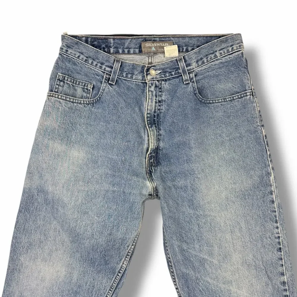 Vintage Y2K Mens Levis Silvertab Jeans Loose Fit Straight Leg Medium Wash 34x30 - Picture 2 of 11